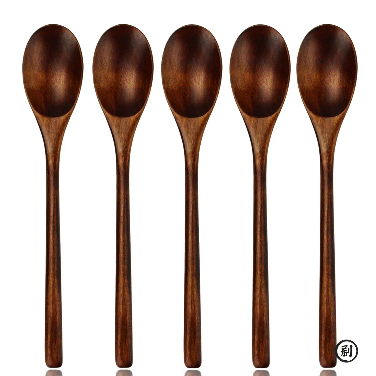 5 Pieces Wooden Spoon Soup Spoon and Fork Tableware Natural Ellipse Ladle Spoon Set Eco Friendly Products Spoons for Cooking