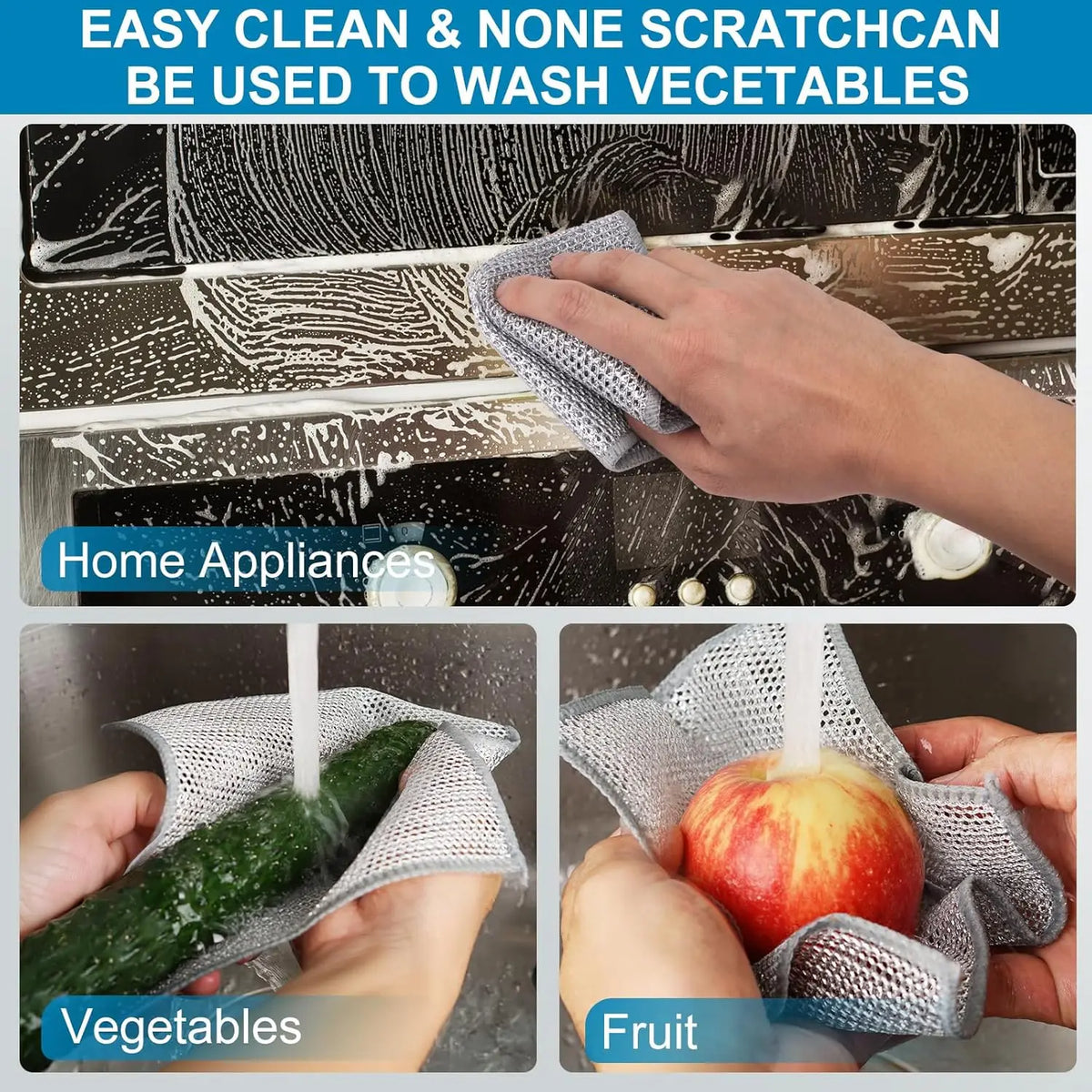 1/100pcs Magic Dishcloth Silver Wire Cleaning Kitchen Cloth Thickened Microfiber Wash Towel Built-in Sponge Steel Wire Ball Rag