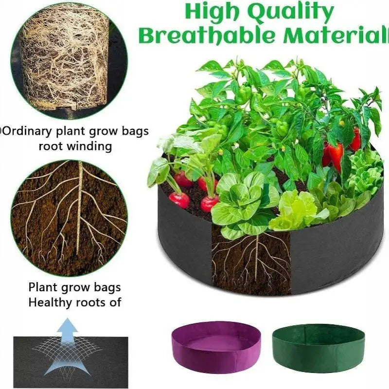 Eco-friendly Garden Grow Bags 1Pcs Circular Large Felt Planting Pot Non-toxic Planter for Home Vegetable Fruit Horticulture