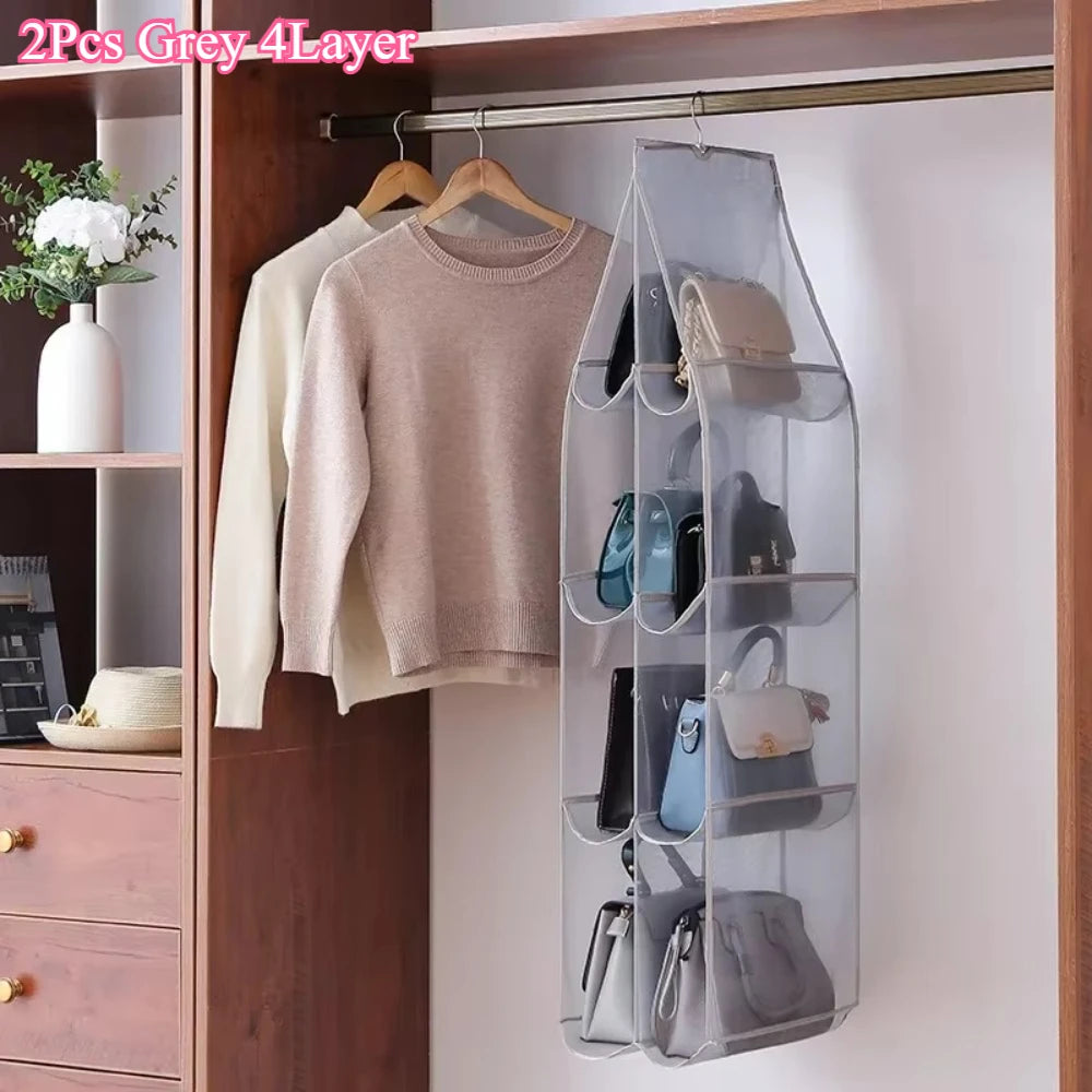 1/2Pcs Hanging Type Storage Bags for bag Organizer 3/4Layer Eco-Friendly Dust-proof Transparent bag organizer Storage Container