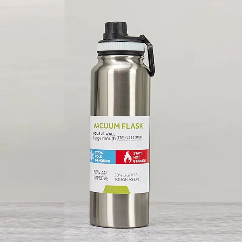 Insulated Stainless Steel Thermal Bottle 600-1000ML Vacuum Flask for Sports and Car Travel, Keeps Beverages Hot & Cold