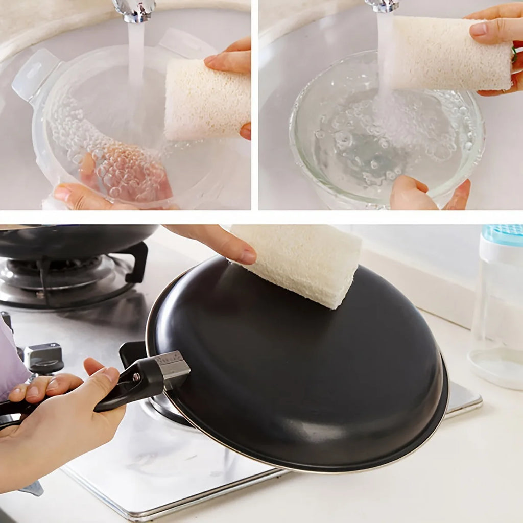 5/10/20pcs Natural Loofah Dishcloth Sponge Scrubber Scouring Pad Loofah Brush Pot Brush for Kitchen Cleaning Eco-Friendly