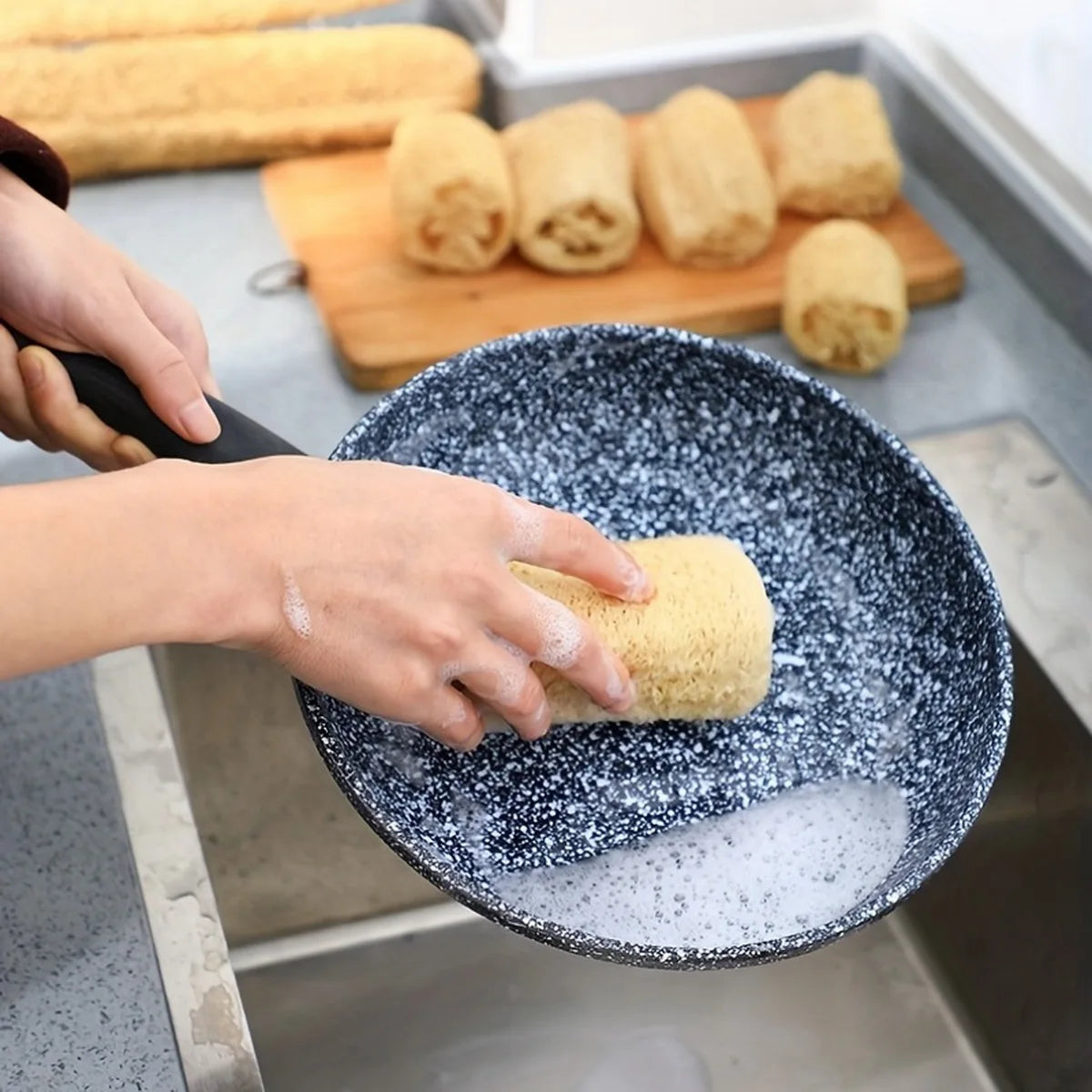 5/10/20pcs Natural Loofah Dishcloth Sponge Scrubber Scouring Pad Loofah Brush Pot Brush for Kitchen Cleaning Eco-Friendly