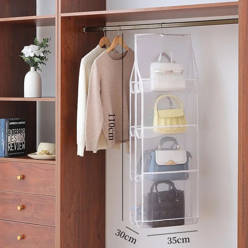 1/2Pcs Hanging Type Storage Bags for bag Organizer 3/4Layer Eco-Friendly Dust-proof Transparent bag organizer Storage Container