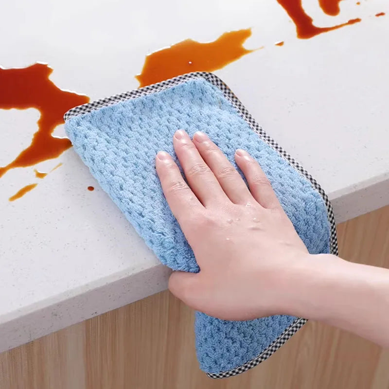 Kitchen Towels Hangable Cleaning Cloth for Tableware Dish Cloth Microfiber Absorbent Household Cleaning Towels