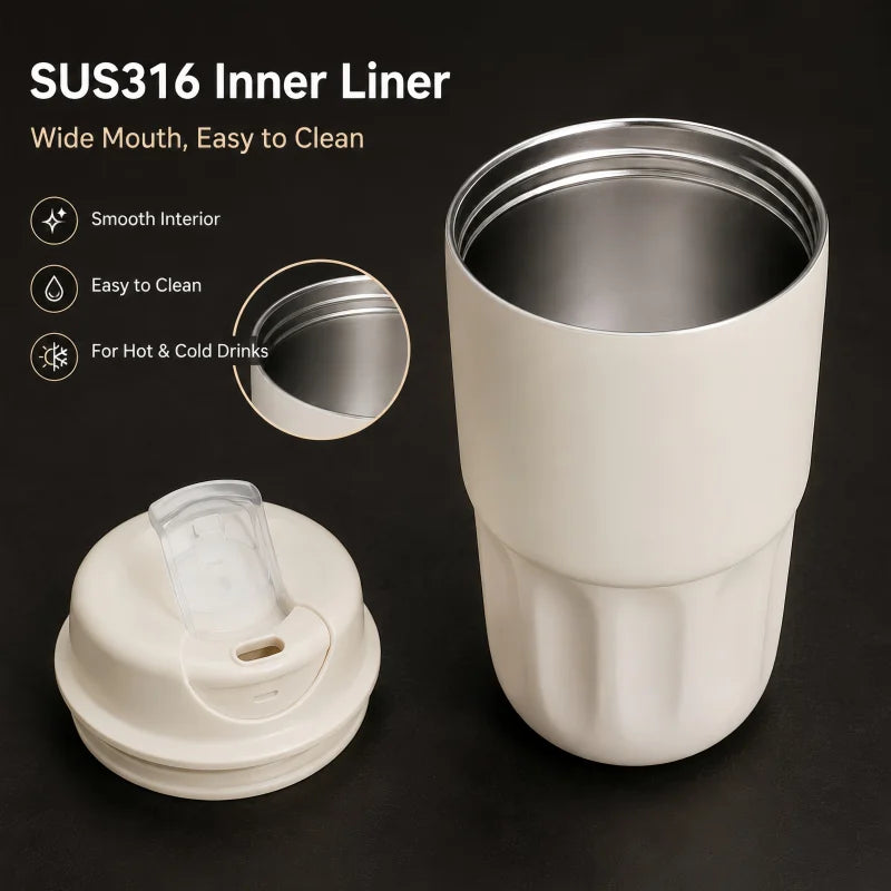 260ML 450ML  Thermal Coffee Mug Leakproof Portable Travel Tumbler with Lid Stainless Steel Cup for Car Work Hot Cold Drink