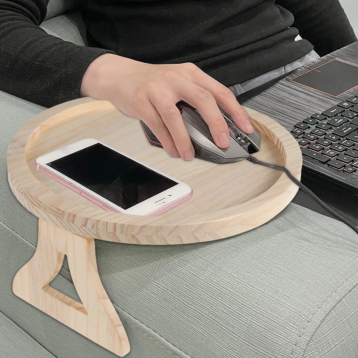 Couch Cup Holder Natural Anti-Slip Bamboo Sofa Armrest Tray Foldable Multifunctional Sofa Cup Holder for Cups Remote Control