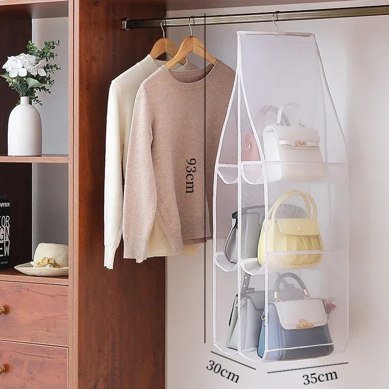 1/2Pcs Hanging Type Storage Bags for bag Organizer 3/4Layer Eco-Friendly Dust-proof Transparent bag organizer Storage Container