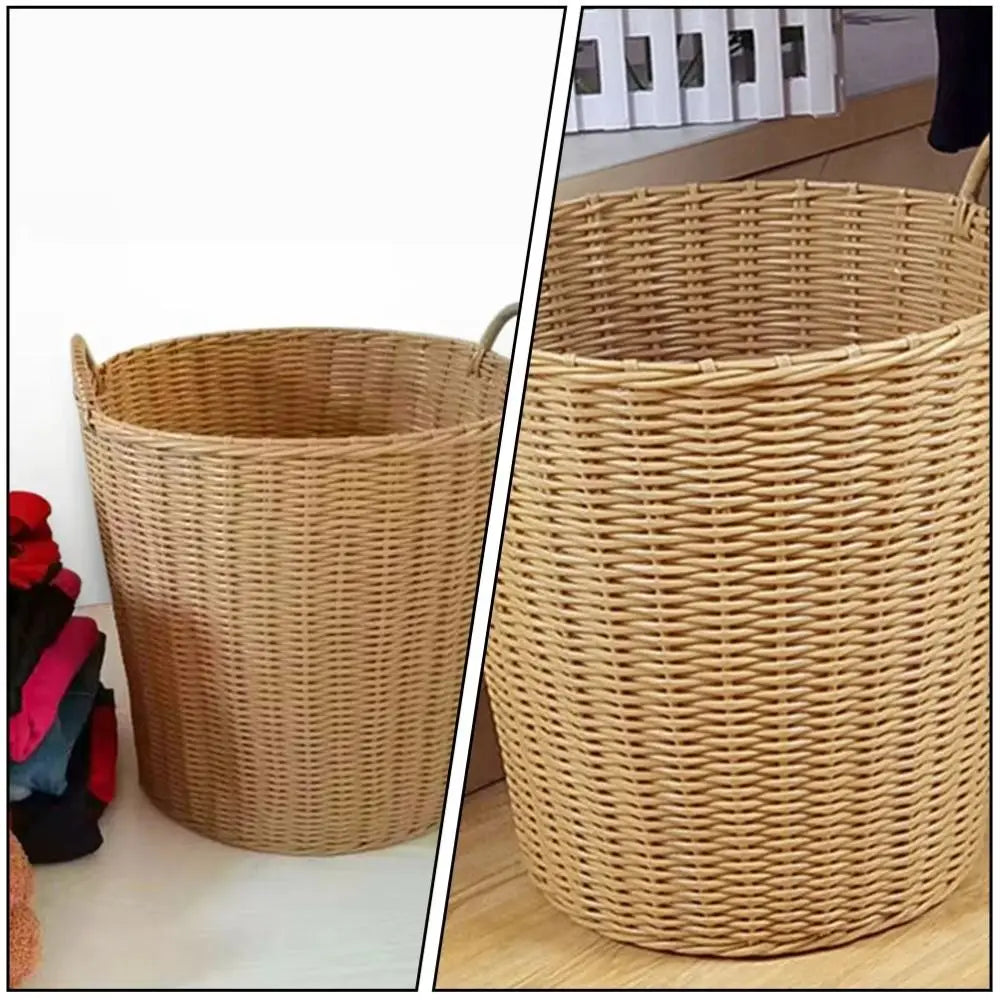 New Foldable Laundry Basket Woven Rattan-Style Toys Storage Basket Wicker Baskets