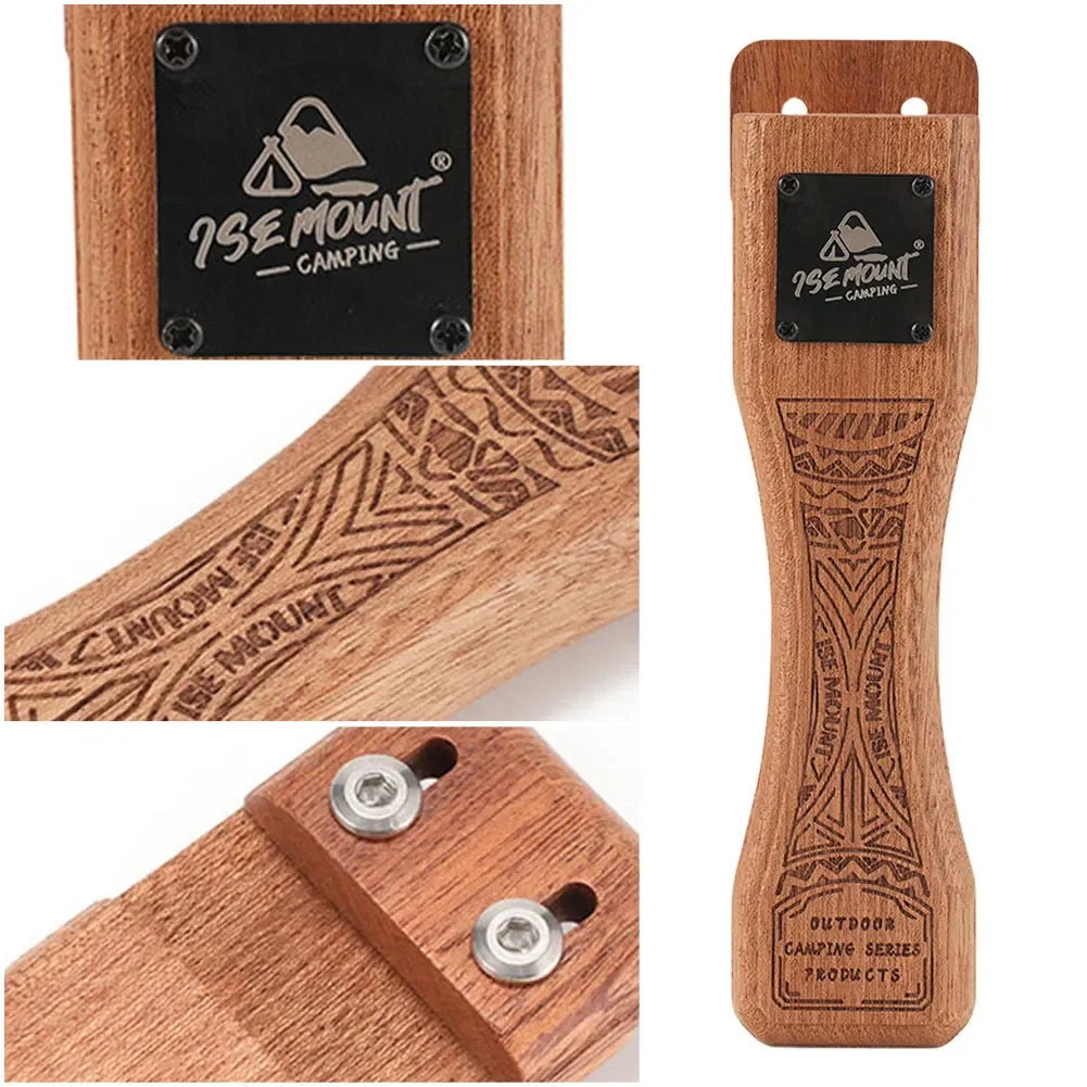 Outdoor Natural Wood Grill Pan Handle Detachable Heat Resistant Anti Scald Grip BBQ Plate Clip Portable Camping Cooking Tool
