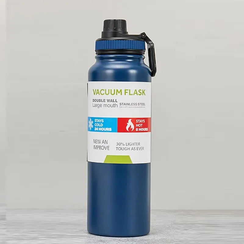 Insulated Stainless Steel Thermal Bottle 600-1000ML Vacuum Flask for Sports and Car Travel, Keeps Beverages Hot & Cold
