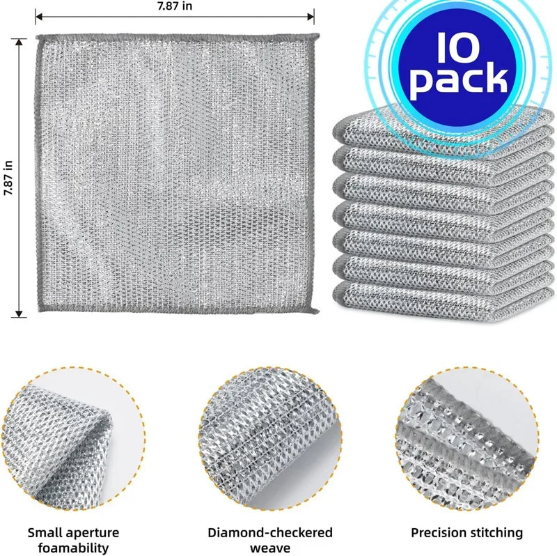 30PCS Magic Cleaning Cloth Thickened Double -sided Metal Steel Wire Rags Kitchen Dish Pot Washdishing Cloths Towel Clean Tools