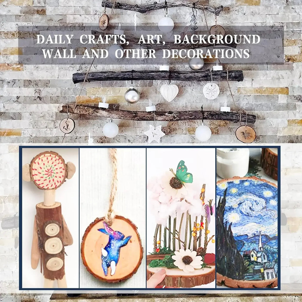 3-16CM/1-10pcsThick Natural Pine Round Unfinished Wood Slices Circles With Tree Bark Log Discs DIY Crafts Wedding Party Painting