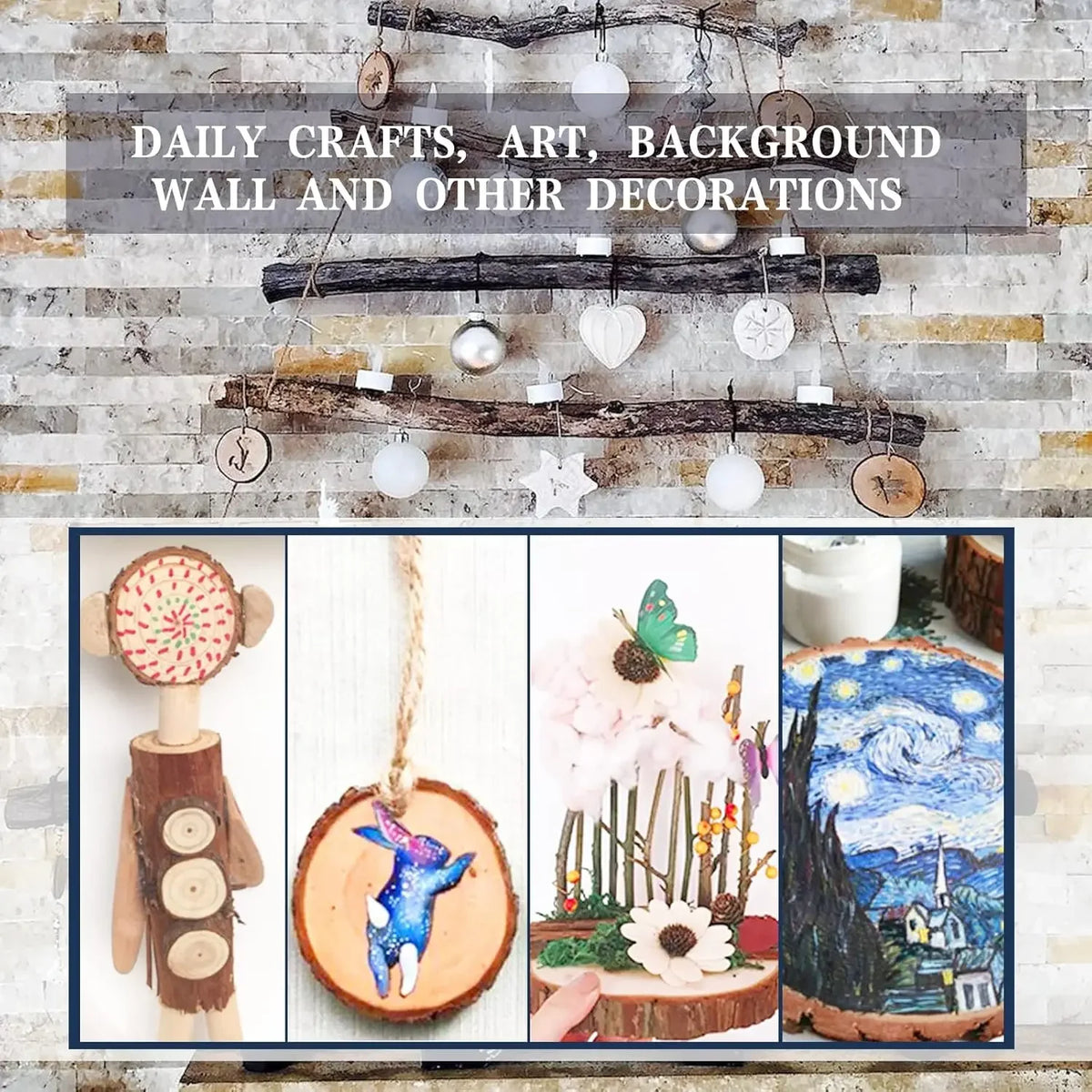 3-16CM/1-10pcsThick Natural Pine Round Unfinished Wood Slices Circles With Tree Bark Log Discs DIY Crafts Wedding Party Painting