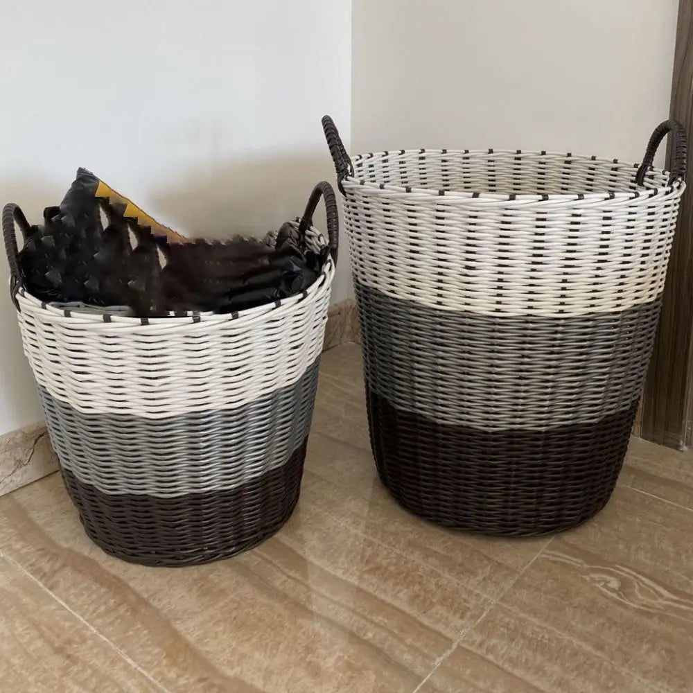 New Foldable Laundry Basket Woven Rattan-Style Toys Storage Basket Wicker Baskets