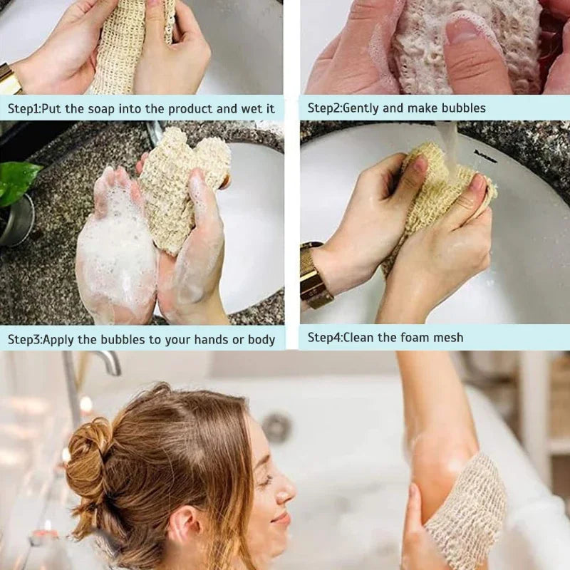 3/5Pcs Sisal Soap Saver Bag Exfoliating Mesh Pouch Eco Friendly Natural Zero Waste Foaming And Scrubbing Sisal Bag FOR Bathroom