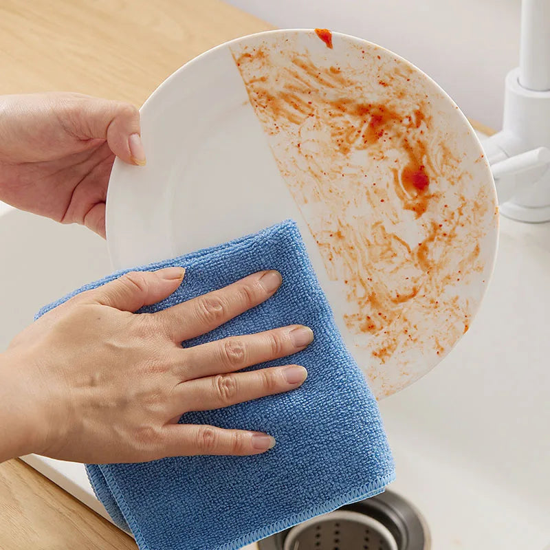 1-50pcs Microfiber Cleaning Cloth Dishwashing Cloth Household Rag Kitchen Bathroom Cleaning Towel Durable Absorbent Towel