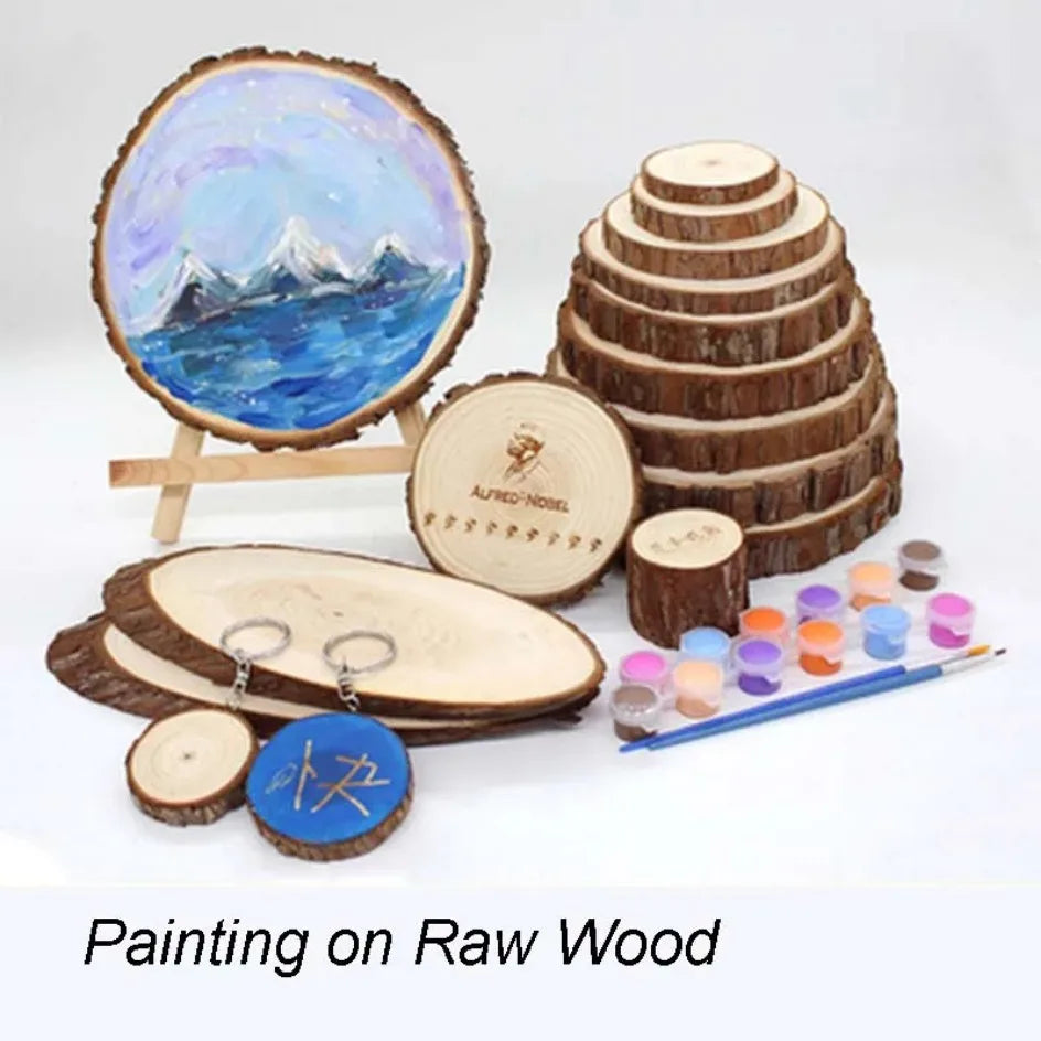 3-16CM/1-10pcsThick Natural Pine Round Unfinished Wood Slices Circles With Tree Bark Log Discs DIY Crafts Wedding Party Painting