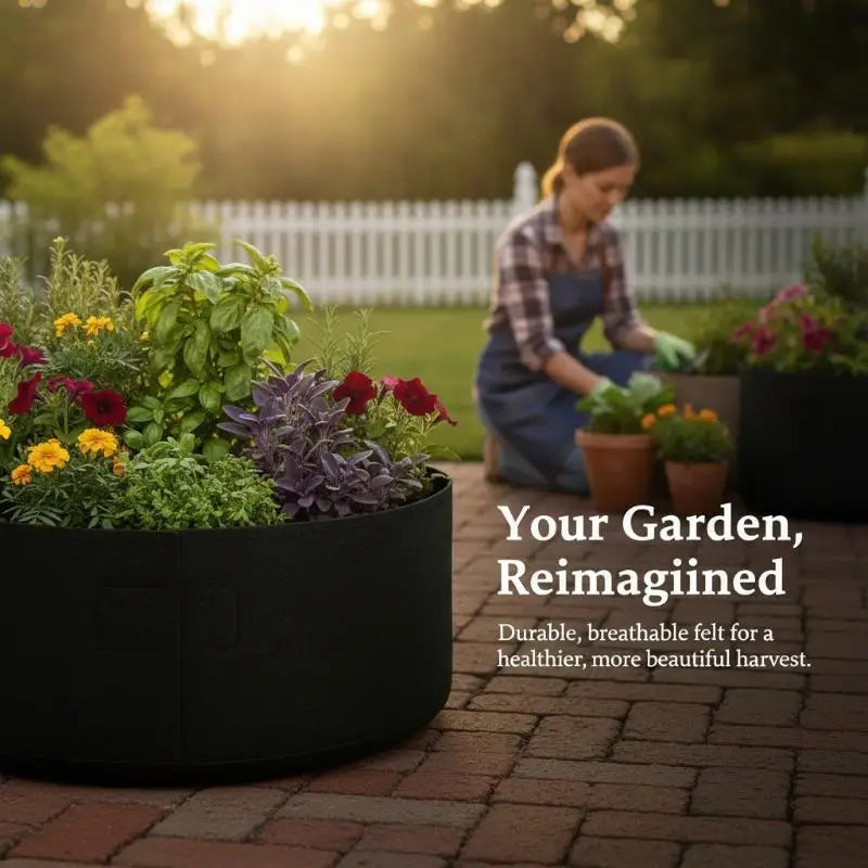 Eco-friendly Garden Grow Bags 1Pcs Circular Large Felt Planting Pot Non-toxic Planter for Home Vegetable Fruit Horticulture