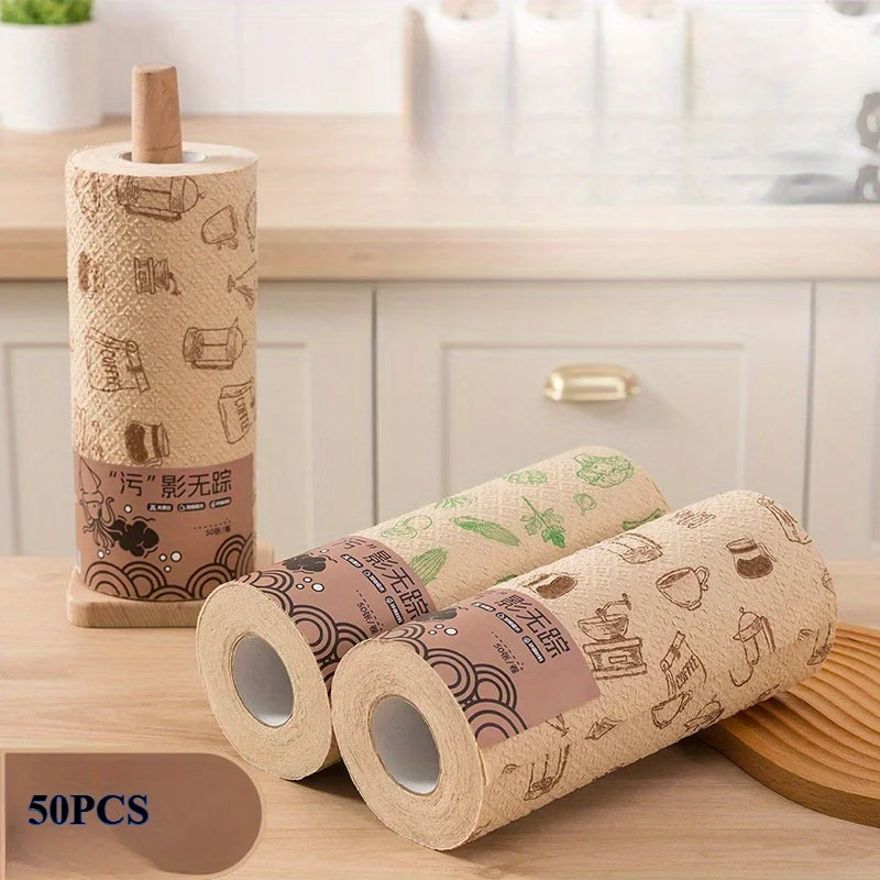Reusable Washable Tearable Kitchen Cleaning Cloth Roll Antibacterial Microfiber Dish Towel for Household Cleaning