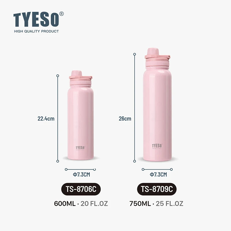 TYESO Stainless Steel Thermal Cup Car Insulated Flask Water Tumbler for Outdoor Sports Thermos Bottle Travel Vacuum Flasks