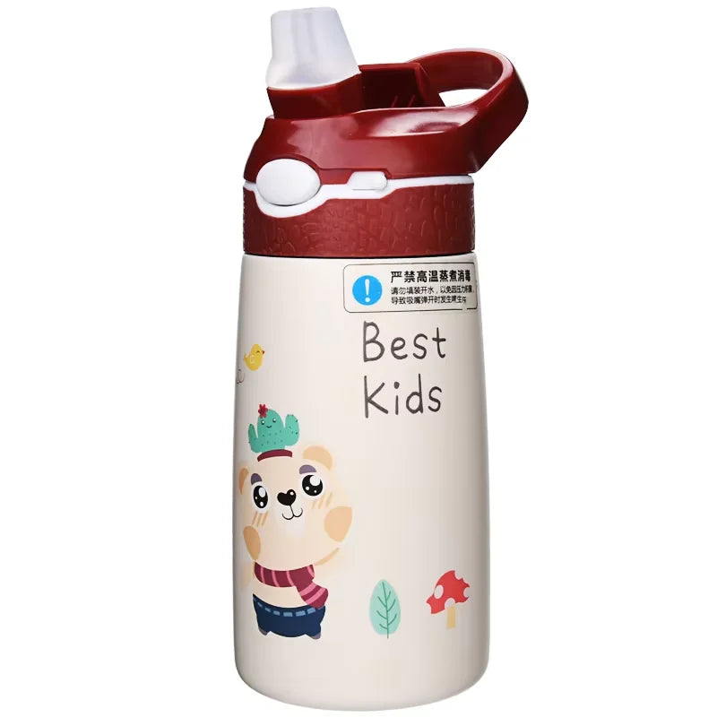 Kids Insulated 316 Stainless Steel Water Bottle with Straw, BPA-Free Sports Metal Water Bottle for Home, Office or Car, 14 OZ