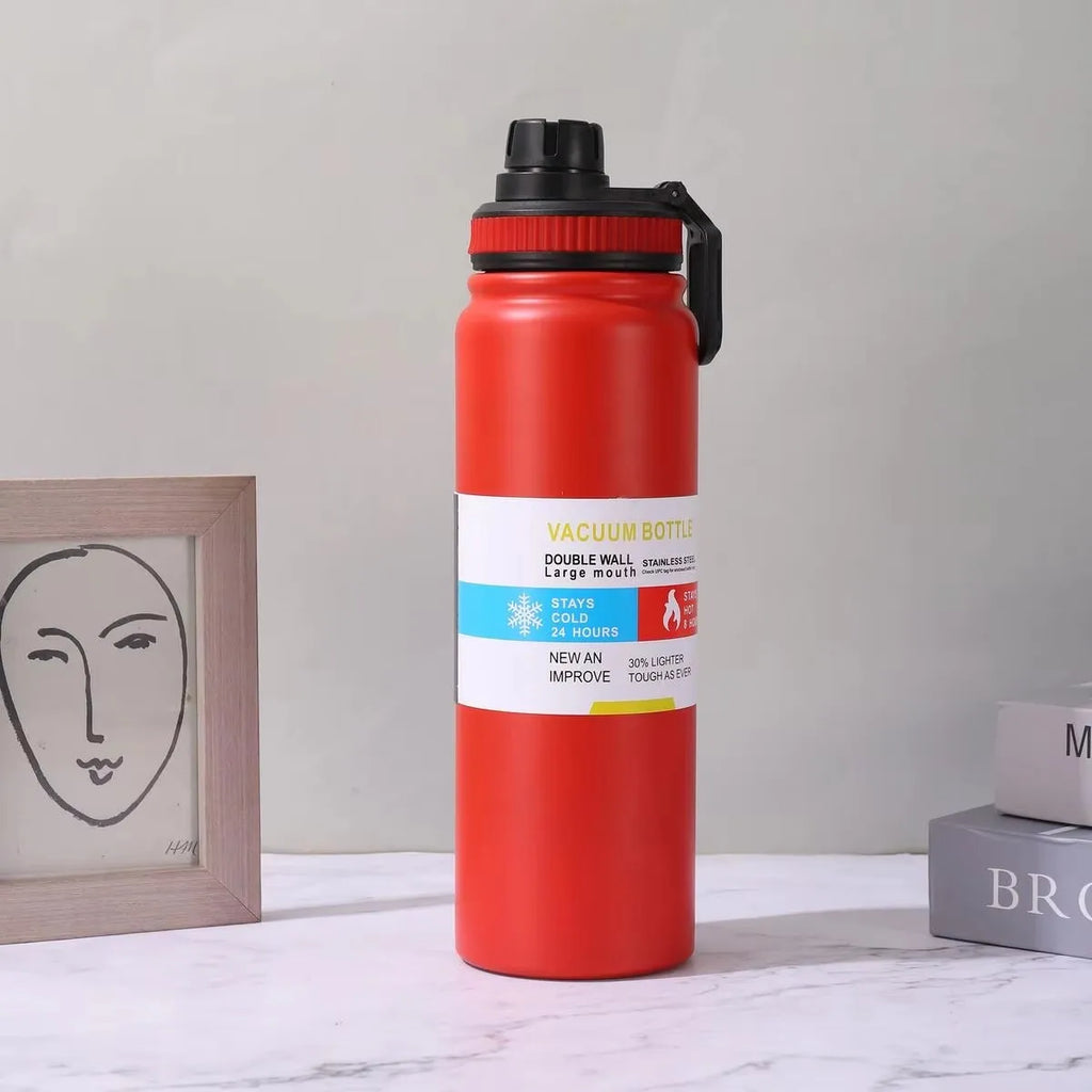 Insulated Stainless Steel Thermal Bottle 600-1000ML Vacuum Flask for Sports and Car Travel, Keeps Beverages Hot & Cold