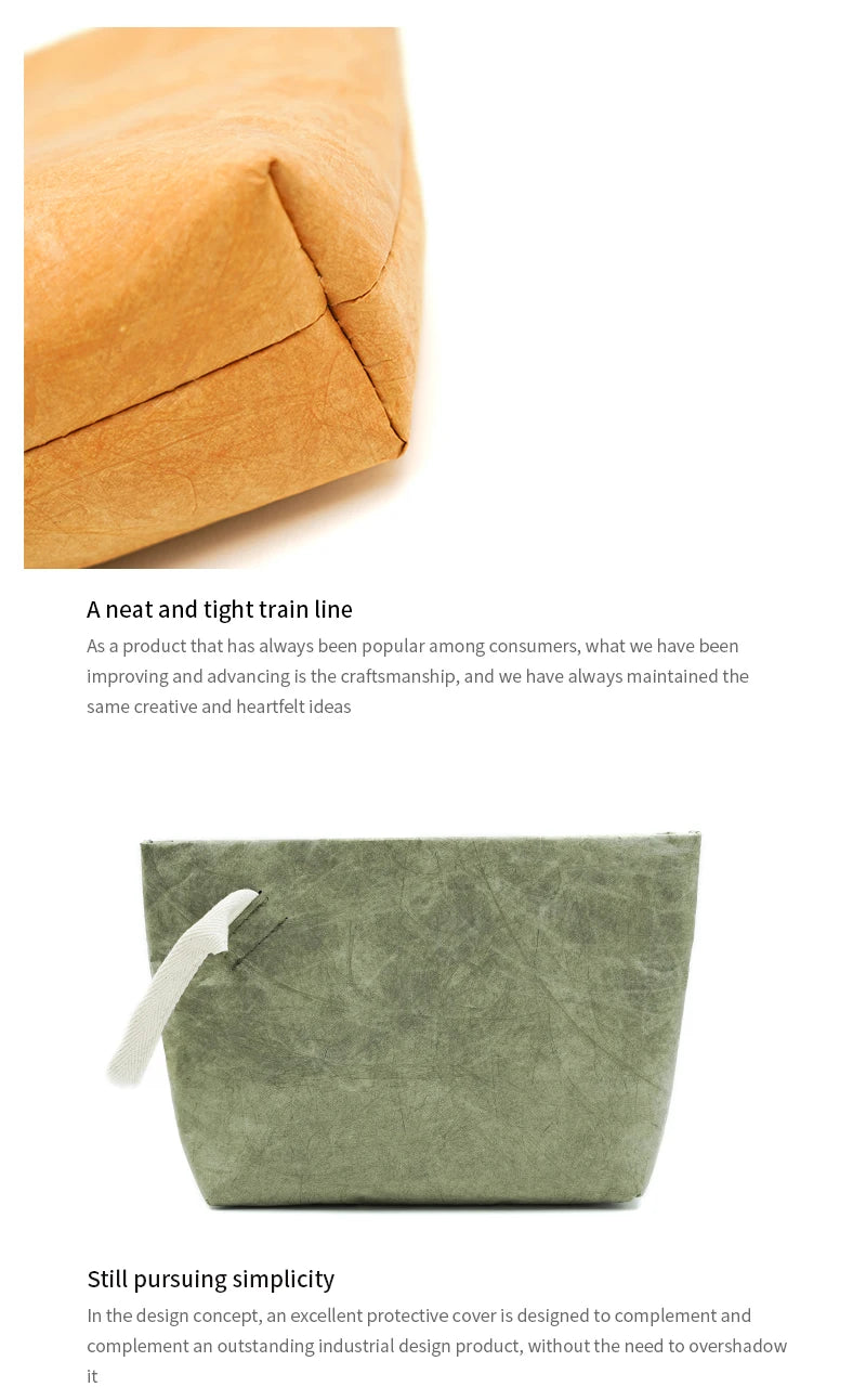 Eco-Conscious & Fashion Cosmetic Bag Lightweight Durable Retro Paper Makeup Bag A Good Travel Companion