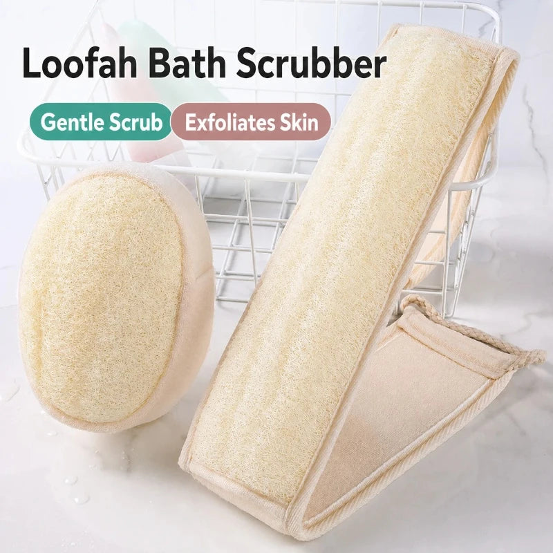 Natural Loofah Back Scrubber Dual Sided Exfoliating Bath Sponge for Deep Cleansing Shower Men Women
