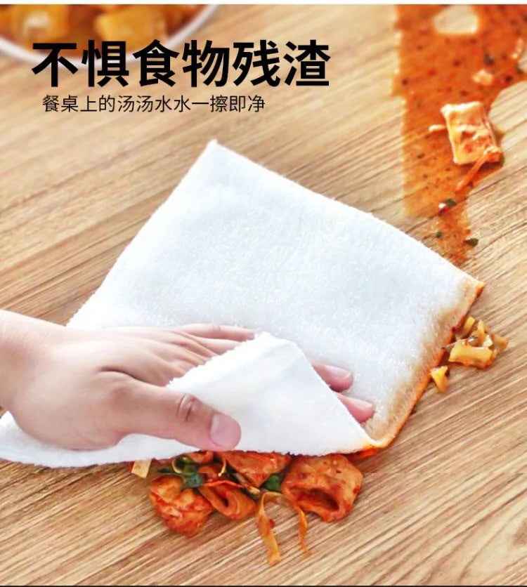 5 Pcs/set Bamboo Fiber Cleaning Cloths Eco-friendly Reusable Dish Towels Dinnerware Wash Cloths Kitchen Cleaning Supplies