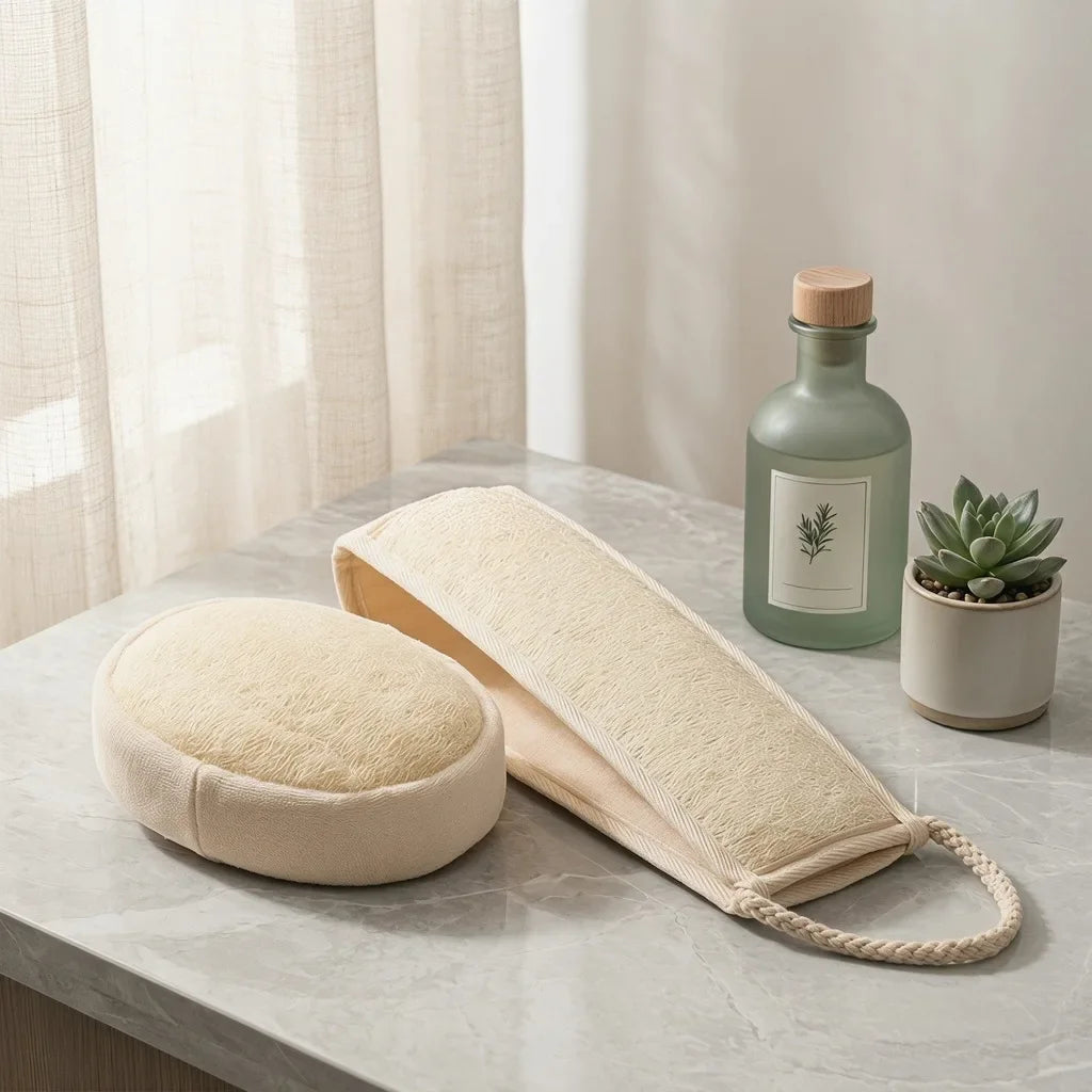 Natural Loofah Back Scrubber Dual Sided Exfoliating Bath Sponge for Deep Cleansing Shower Men Women