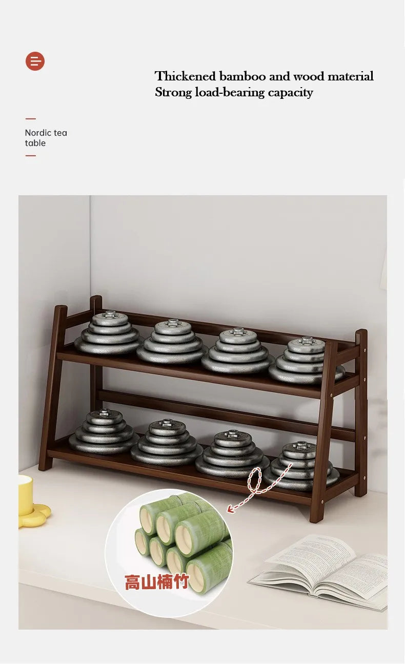 2 Layer Spice Caddy Shelf Bamboo Kitchen Storage Rack Desktop Cabinet Organizer Display Rack Coffee Bar Counter Shelf Cup Holder
