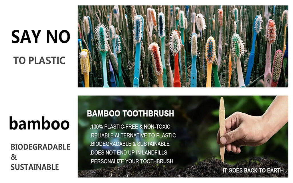 10Pcs Bamboo Toothbrush Eco Friendly Wooden Tooth Brush Soft Bristle Tip Charcoal Adults Oral Care Toothbrushes Hotel Travel