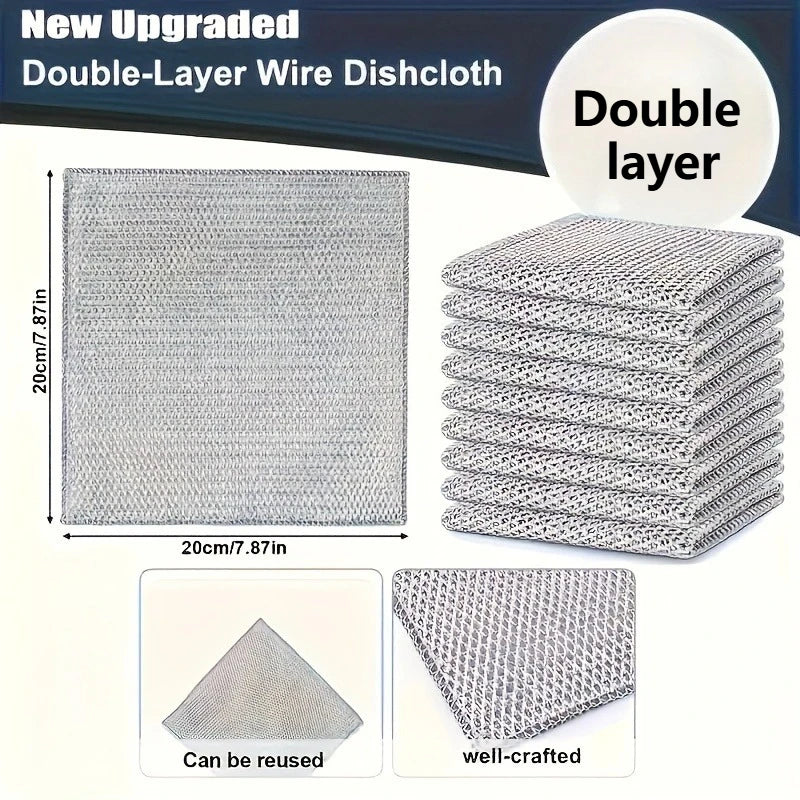 Dishcloth for Kitchen Magic Towel Kitchen Cloths Thickened Microfiber Wash Cloth Wire Dishwashing Rag Scouring Pad Cleaning Tool