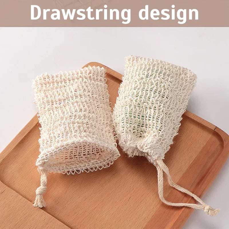 3/5Pcs Sisal Soap Saver Bag Exfoliating Mesh Pouch Eco Friendly Natural Zero Waste Foaming And Scrubbing Sisal Bag FOR Bathroom