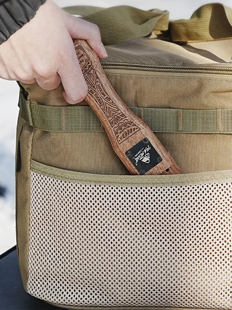 Outdoor Natural Wood Grill Pan Handle Detachable Heat Resistant Anti Scald Grip BBQ Plate Clip Portable Camping Cooking Tool