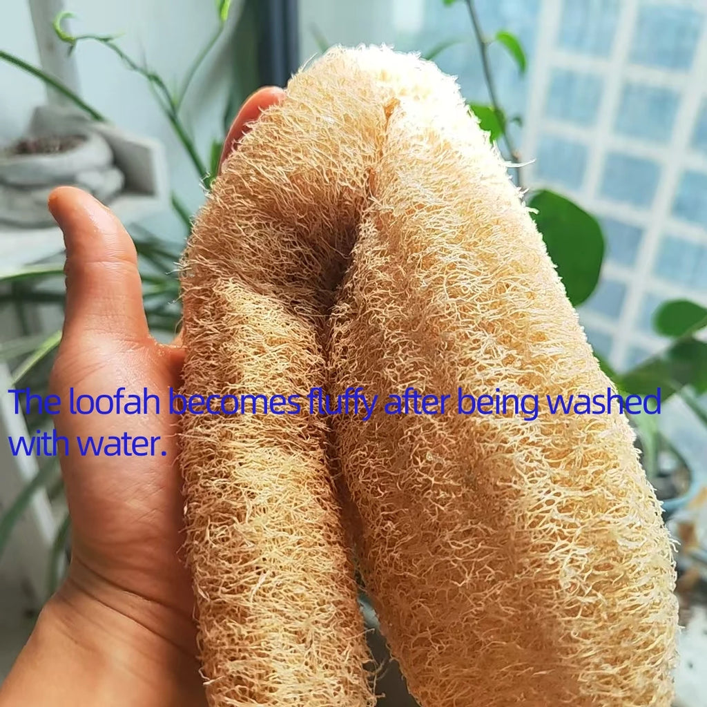 35-40cm Natural Loofah Sponge 100% Plant Fiber Fluffy After Washing Eco-Friendly for Bath Kitchen Cleaning Reusable Scrubber
